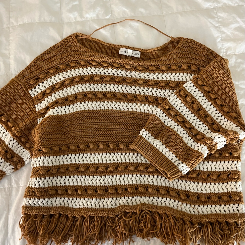 Lou & Grey Brown and Cream Striped Sweater